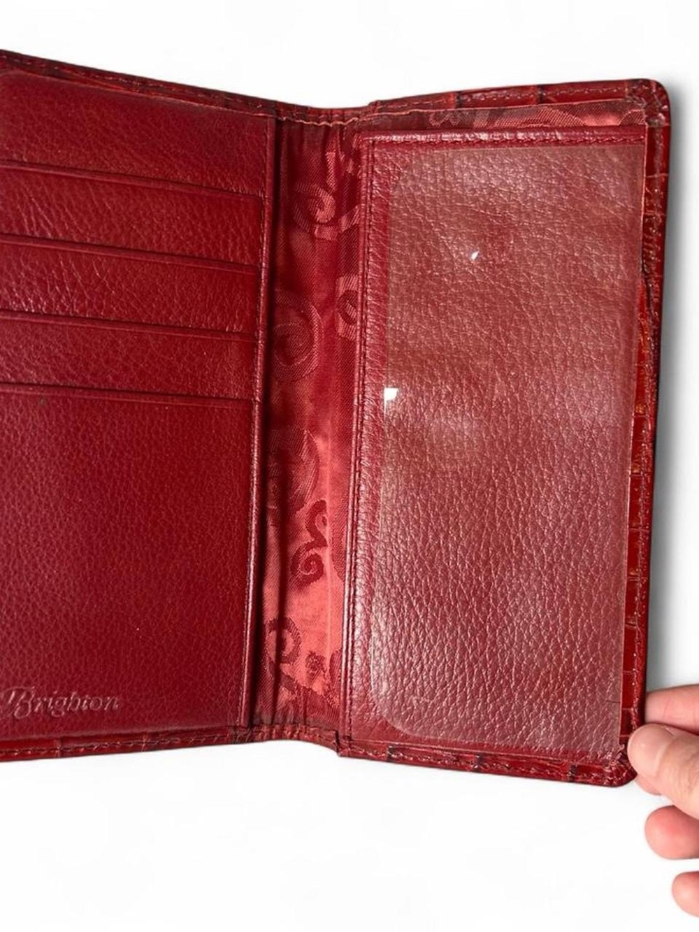 Vintage Brighton Red Spiral Embossed Women's Wallet Clutch - Picture 3 of 6